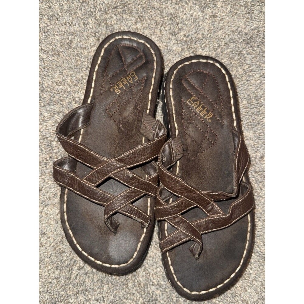 Y2K Platform Toe Strap Sandals Sz 6 90's Women's Brown Strappy Chunky Heel Buffy